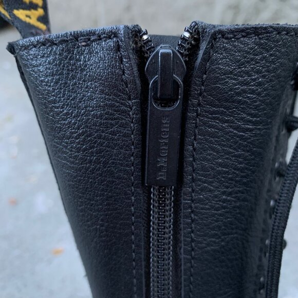 DR DOC MARTENS 14 Eyelet Boots Womens 5 EU 36 Black Leather Mid Calf Lace Up - Picture 7 of 10